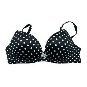 Victoria's Secret Black White Polka Dot Body By Victoria No Wire Bra Size 38B